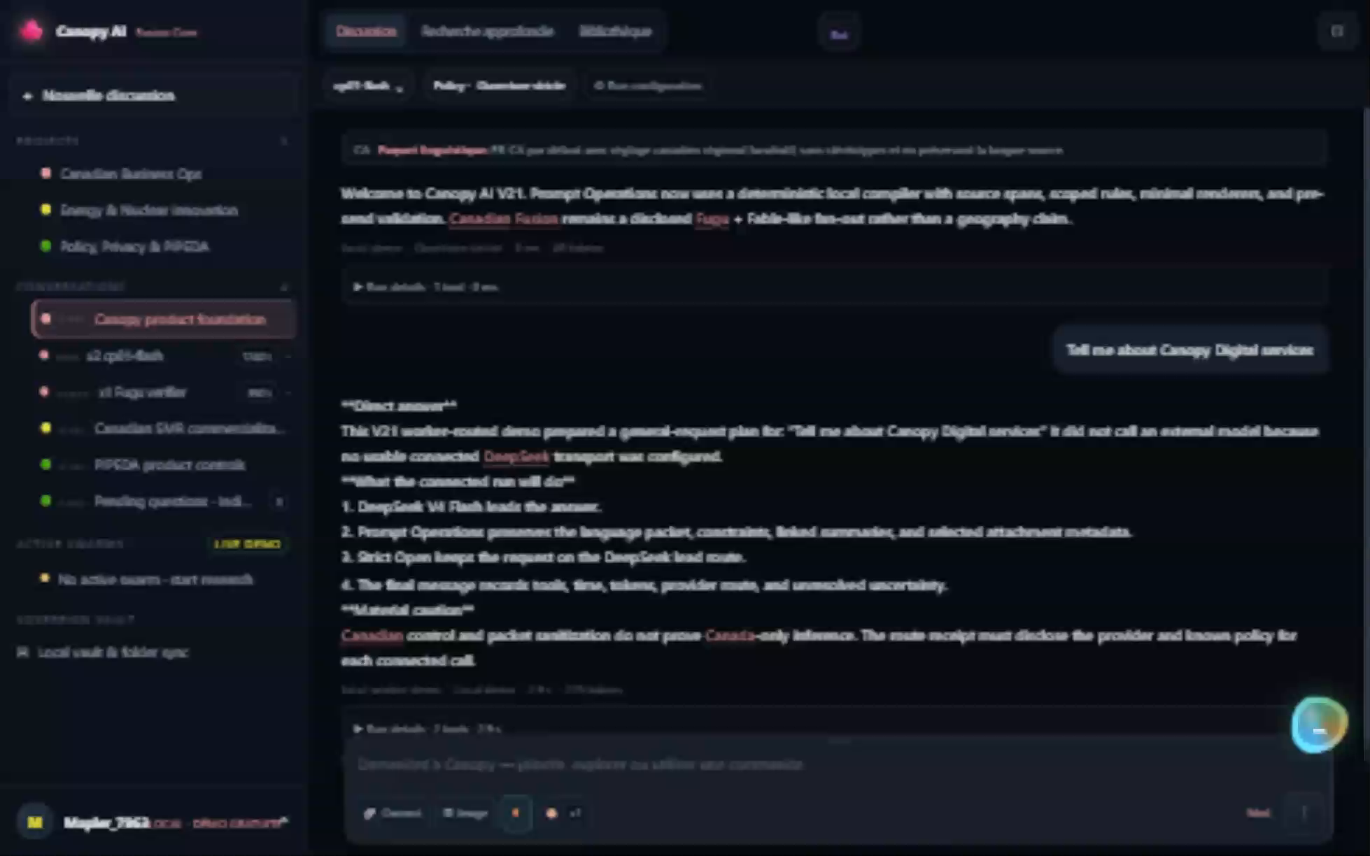 Console Fusion Core de Canopy AI en français