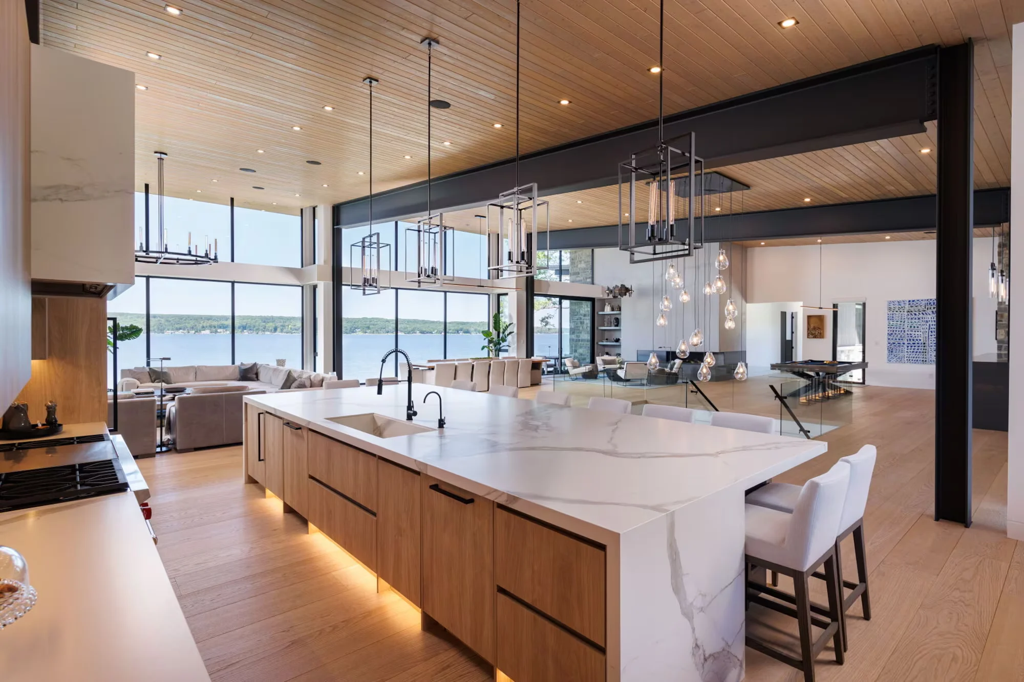 Black Cedar architectural detail with warm wood and stone surfaces