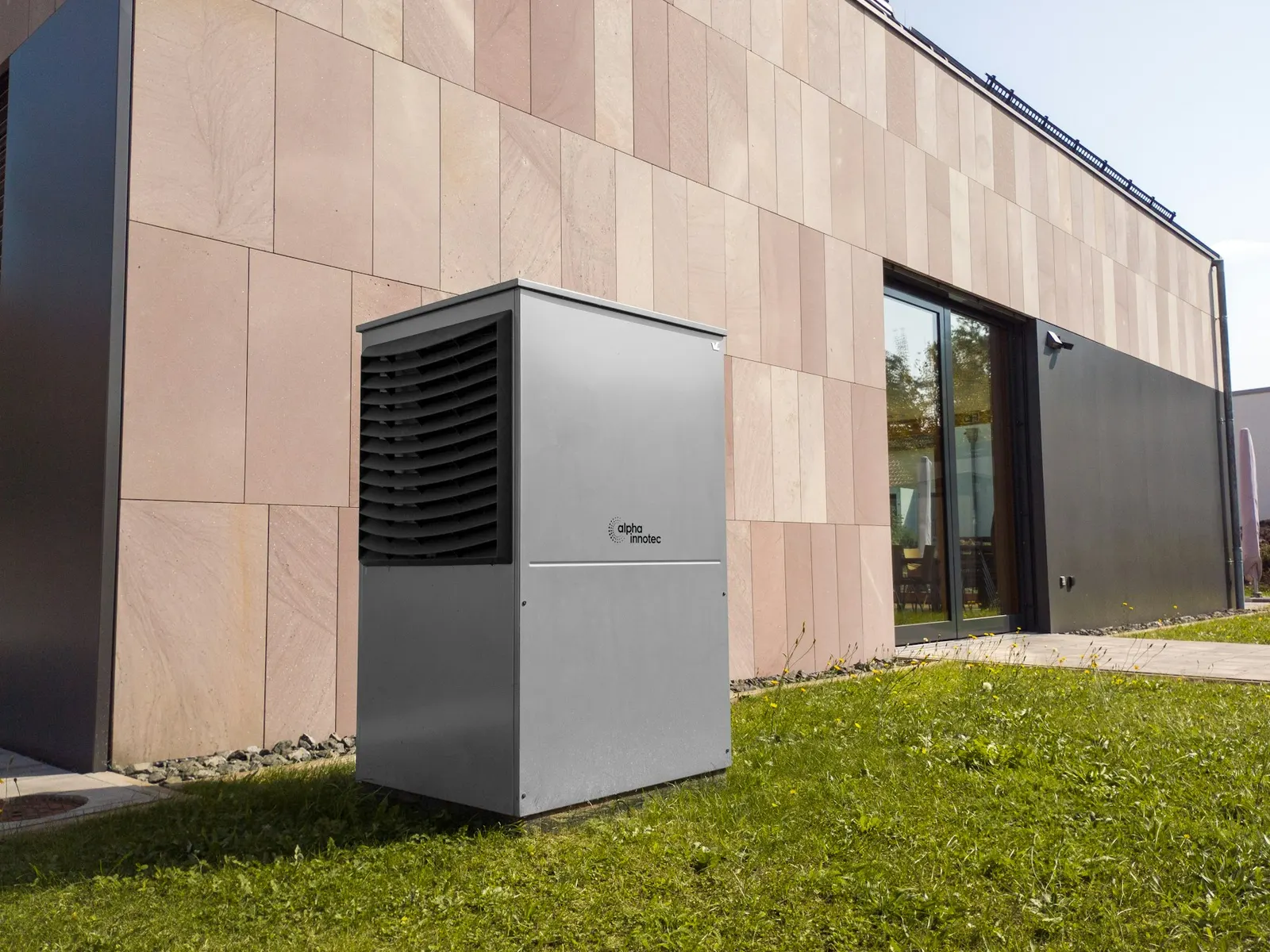 An exterior heat-pump unit shown as representative mechanical-planning context