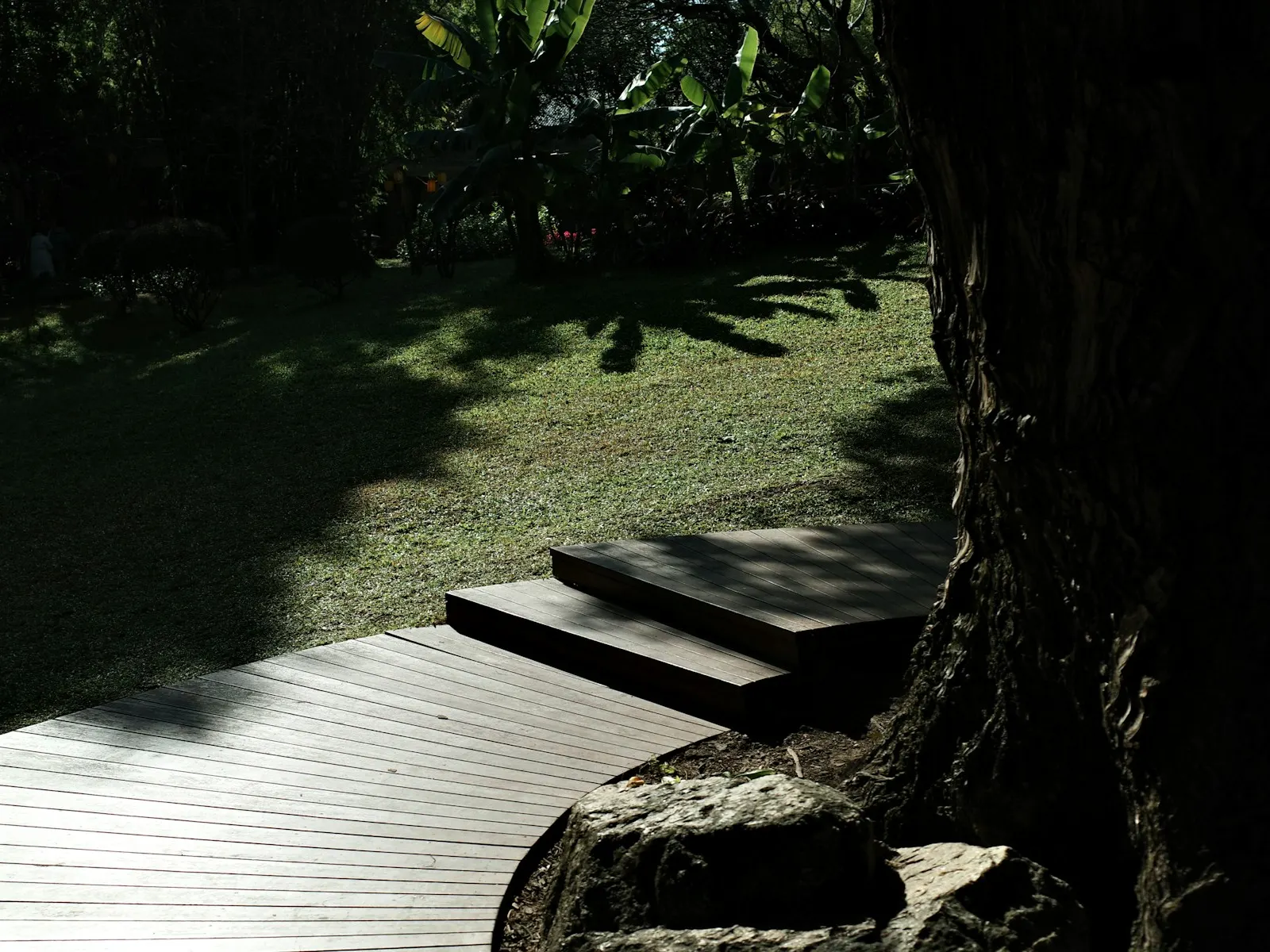 Exterior timber decking and steps shown as a representative decking direction