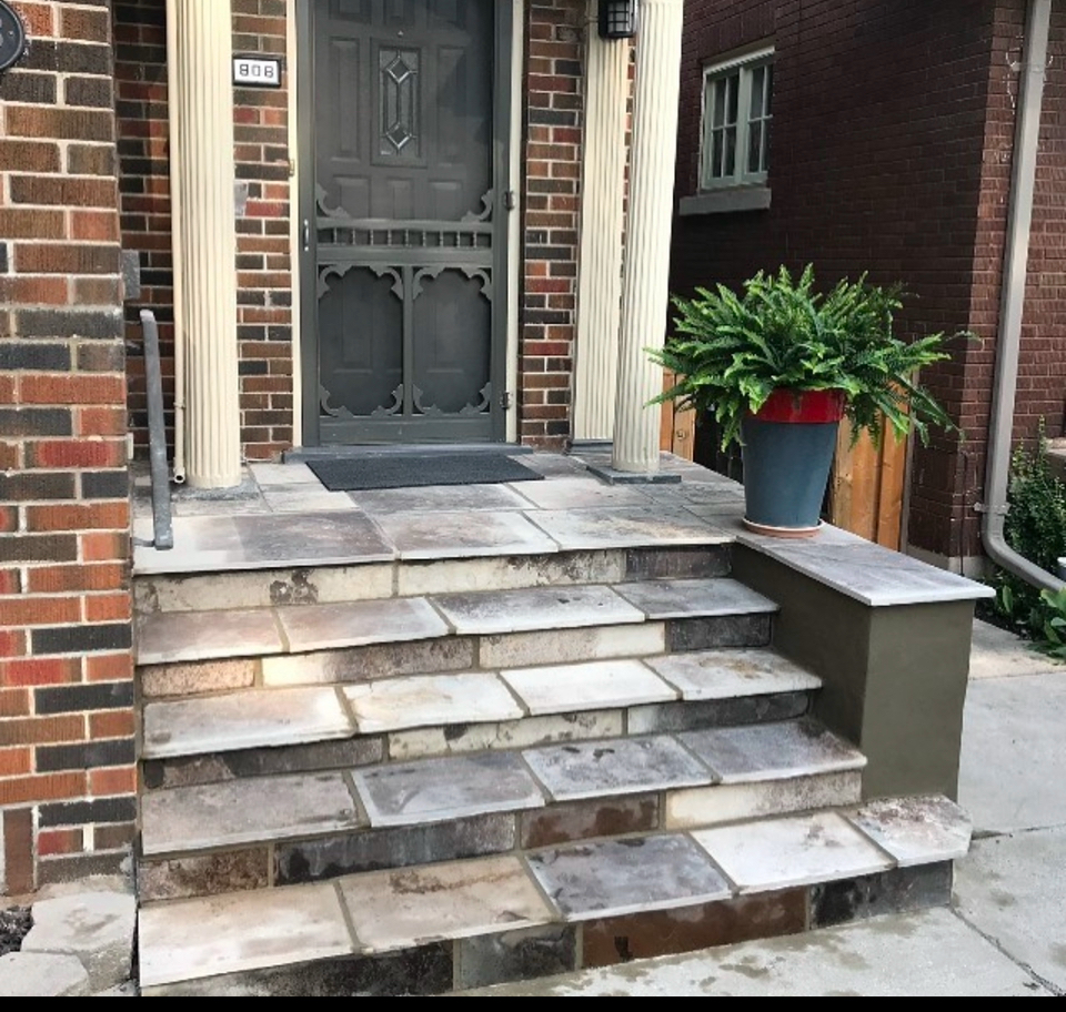 Outdoor entry stairs and walkway renovation in progress